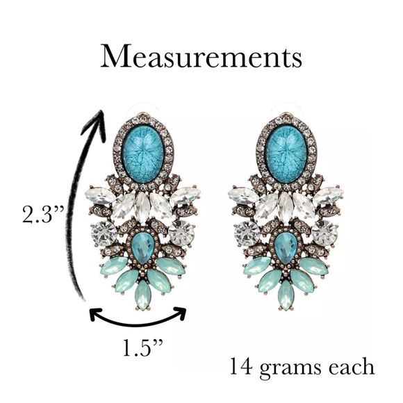 Vintage Turquoise and Crystal Statement Earrings - Picture 10 of 10